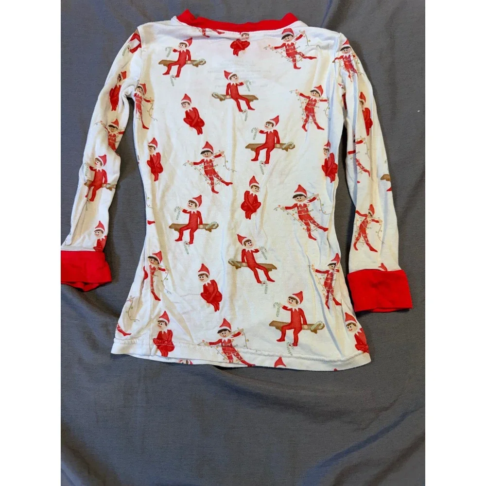 Stitchy Fish Elf on the Shelf Bamboo Pajama Top Kids 3T White Red Holiday Shirt